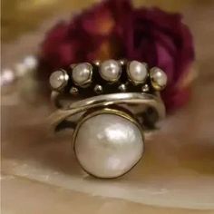 BellanBlue | Jewelry | Rustic Faux Pearl Copper Statement Ring | Poshmark White Pearl Ring For Parties, Adjustable Silver Pearl Ring For Wedding, Elegant Silver Pearl Ring For Party, Bohemian White Wedding Rings, Jewelry Rustic, Wedding Rose, Gift Bracelet, Engagement Band, Rustic Jewelry