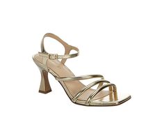 Gold Maripe Womens Nadia Sandal | Dress Shoes | Rack Room Shoes Adjustable Gold Heels For Spring, Sleek Gold Heels For Summer, Sleek Gold Sandals For Summer, Gold Strap Sandals For Evening, Gold Fitted Strappy Sandals, Chic Metallic Sandals For Spring, Sleek Metallic Sandals For Summer, Spring Gold Heels With Strap, Spring Metallic Strappy Sandals