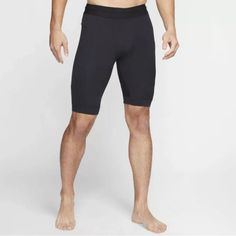 Brand New Athletic Fit Black Bottoms With Built-in Shorts, Nike Black Athletic Shorts For Running, Functional Black Athletic Shorts With Short Inseam, Black Functional Athletic Shorts With Short Inseam, Black Athletic Fit Mid-thigh Shorts, Athletic Fit Training Bottoms Mid-thigh Length, Fitted Black Athletic Shorts With Go-dry Technology, Fitted Black Athletic Shorts With Go-dry, Athletic Fit Bottoms With Built-in Shorts For Sports