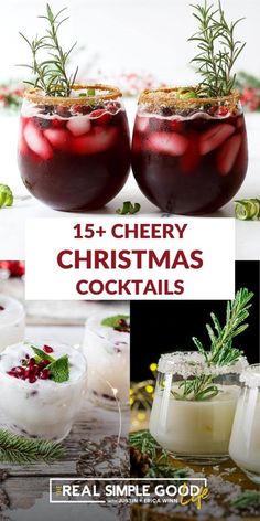 christmas cocktails with rosemary garnish and vodka