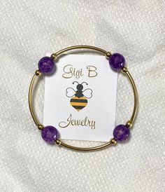 "Amethyst and 14k Gold filled Bracelet Each bracelet is beautifully hand crafted with 14k gold filled  crescent beads, 4mm  ball beads and 10 mm gemstone accent beads.  The encouragement card that is included with each bracelet reads:  \"Today....I will live today only. I will be happy. I will be brave. I will be kind. I will be grateful. I will learn something. I will be still. I will know peace.\" Each bracelet comes package in white organza gift bag.  This bracelet makes a great gift for a fr Hot Springs National Park, Mermaid Glass, Teacher Mom, Wrist Wrap, Live Today, Pearl Cream, Encouragement Cards, Be Grateful, Be Brave