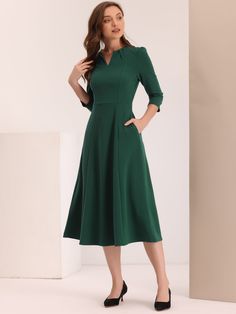 Shop Allegra K for elegant v neck pockets 3/4 sleeve work solid a-line dress you are looking for, get more women's dresses for yourelf. Order now! Free Returns! Work Dress, Women's Dresses, Order Now, Dress Black, A Line Dress, Dark Green, Dresses For Work, A Line, V Neck