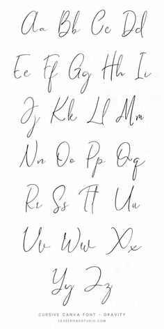 the cursive handwriting font is shown in black ink