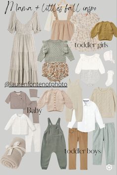 many different types of clothes for babies and toddlers to wear on the same day