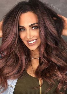 Chocolate Mauve Hair Color Ideas Chocolate Mauve Hair, Hair Pics, Hair Colouring, Gold Hair Colors, Hair Brunette, Hair 2018, Long Brown Hair, Burgundy Hair