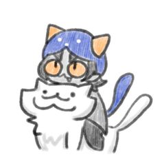 a drawing of a cat wearing a blue hat