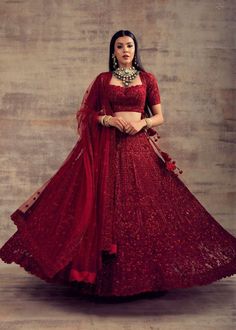 Red Color Lehenga, Reception Outfit, Indian Bridal Lehenga