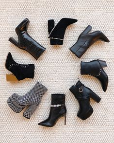 Boots are a necessity for winter! Shop all styles of booties at Lulus, from your classic chic closest staples to statement rhinestone booties, all at amazing prices! Synthetic Ankle-high Booties For Fall, Fall Synthetic Ankle-high Booties, Chic Synthetic Boots For Winter, Trendy Faux Leather Heels For Fall, Chic Synthetic Winter Boots, Fall Synthetic Heeled Boots With Almond Toe, Edgy Fall Heels With Round Toe, Trendy Black Boots For Fall, Ankle-high Synthetic Boots For Fall