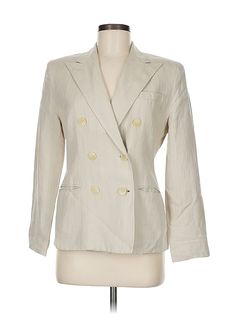 Lauren by Ralph Lauren Silk Blazer Size: 6 Jackets & Outerwear - used. 45% Linen, 55% Silk | Lauren by Ralph Lauren Silk Blazer Jacket: Ivory Jackets & Outerwear - Size 6 Petite Luxury Ralph Lauren Cotton Outerwear, Ralph Lauren Classic Single-breasted Blazer, Elegant Ralph Lauren Single-breasted Blazer, Ralph Lauren Wool Single-breasted Blazer, Silk Blazer, Ralph Lauren Military Jacket, Lauren By Ralph Lauren, Ivory Silk, Outerwear Jackets