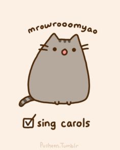 an image of a cartoon cat with the words sing carols on it's side