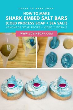 how to make shark embed salt bars with homemade soap and sea salt for kids