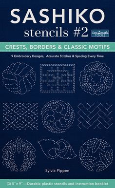 the book cover for sashiko stencils 2, featuring several circular designs