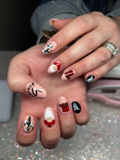 Christmas Nails Western, Cowboy Christmas Nails, Country Christmas Nails, Western Christmas Nails, Santa Nails, December Nails