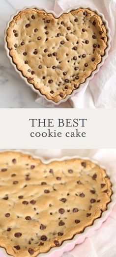 the best cookie cake is in a heart - shaped pan and it's ready to be eaten