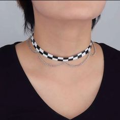 This Unique Piece Is A Wonderful Addition To Your Wardrobe And Your Style; Sure To Get Lots Of Compliments! Gsun0y50000hv8u White Metal Choker Chain Necklace, White Metal Chain Choker Necklace, White Adjustable Chain Choker Necklace, Trendy White Chain Necklace With Adjustable Chain, Trendy White Chain Link Jewelry, Chain Link, Womens Jewelry Necklace, Unique Pieces, Your Style