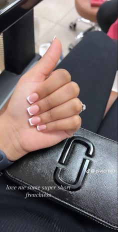 Short Nails For Work Simple, Nail Ideas Short For School, One Inch Nails, Full Set Nails Acrylic French Tips, White French Tip Acrylic Nails With Heart, Box French Tip Acrylic Nails, Small French Acrylic Nails, Back To School Nails Acrylic Short French Tip, Mini Nails French