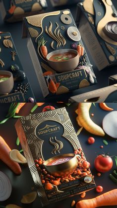 the packaging design for soupcraft has been designed to look like it's made out of