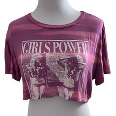 Mauve Pink Purple Tie Dye Cropped Top Short Sleeve Cream Graphic Tee S-L "Girls Power" Lettering On Front With Graphic Art In Cream Color Crew Neckline, Short Sleeved, Cropped Length, Oversized Fit Made In U.S.A. Women's Size Small, Medium, Or Large Example Approximate Measurements Taken From Sm: 44" Bust, 44" Waist, 14" Length 96% Rayon 4% Spandex Brand New Boutique Crop Top Without Tags From Wholesaler. Individually Packaged. Casual Purple Crew Neck Crop Top, Y2k Purple Graphic Print Top, Purple Y2k Crew Neck Top, Purple Y2k Crop Top For Summer, Purple Y2k Style Summer Crop Top, Trendy Purple Tops With Letter Print, Purple Y2k Short Sleeve Tops, Purple Short Sleeve Y2k Top, Purple Short Sleeve Y2k Style Tops