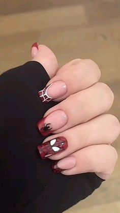 What Nails Go With A Black Dress, Black Nails With Pattern, Simple Spider Man Nails, Nails With Letters, Spiderman Nails, Letter Silhouette, Paznokcie Hello Kitty, Hello Nails