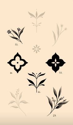 some black and white flowers on a beige background