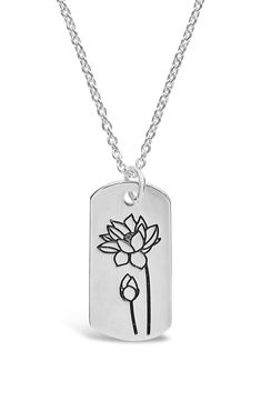 Celebrate your birth month with a minimalist necklace styled with a beautifully etched flower at the pendant. Style Name:Sterling Forever Birth Flower Pendant Necklace. Style Number: 6114330. Available in stores. Adjustable Engraved Flower Pendant Jewelry, July Water Lily, Flower Necklaces, Flower Branding, Birth Flower Necklace, Silver Flower Necklace, Flower Pendant Necklace, White Necklace, Unique Flowers