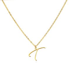 Celebrate your personal identity with this unique YourLetter Initial Necklace. Choose your own letter initial personalization from A-Z, and show off your custom piece with a realistic handwritten letter design. The necklace has a luxurious gold color finish, making it a timeless accessory.