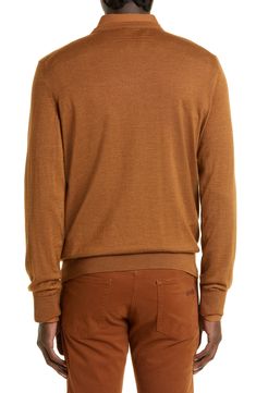 A fine blend of cashmere and silk yarns makes this classic crewneck sweater feel incredibly lightweight and sumptuously soft. Crewneck Long sleeves Ribbed cuffs and hem 70% cashmere, 30% silk Dry clean Made in Italy Men's Designer Clothing Classic Brown Polo Sweater With Crew Neck, Classic Brown Crew Neck Polo Sweater, Classic Brown Crew Neck Cardigan, Cozy Cashmere V-neck Fine Knit Sweater, Luxury Cashmere V-neck Sweater, Luxury Fine Knit Merino Wool V-neck Sweater, Luxury Long Sleeve Merino Wool V-neck Sweater, Silk Sweater, Luxury Cashmere V-neck Sweater For Men