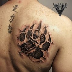 Skin Tear Tattoo Design, Rip Tattoos For Men, Skin Tear Tattoo, Tattoo Bear, Bear Paw Tattoos, Ripped Skin Tattoo, Rip Tattoo, Bear Tattoo Designs, Wolf Tattoo Sleeve