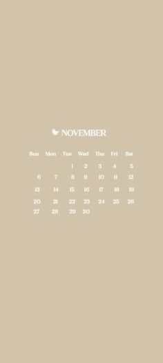 a calendar with the date november in white on a beige background, it's time for