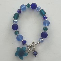 Beaded Sea Glass Inspired & Crystal Bracelets. These Bracelets are 7 1/2" and have a toggle closure. Vintage Needlepoint, Beading Jewelry, Crystal Bracelets, Glass Bead, Sea Glass, Starfish, Needlepoint, Beaded Jewelry, Beading