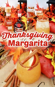 an image of thanksgiving margaritas with apples and cinnamon