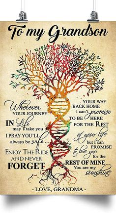 a poster with the words to my beautiful granddaughter on it, and an image of a tree