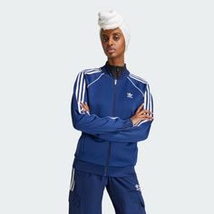 adidas Shop the Adicolor Classics SST Track Jacket - Blue at adidas.com/us! See all the styles and colors of Adicolor Classics SST Track Jacket - Blue at the official adidas online shop. Adidas Sst, Adidas Jacket Women, Adidas Adicolor, Adidas Shop, Blue Adidas, Streetwear Women, Adidas Online, Streetwear Outfit, Track Jacket