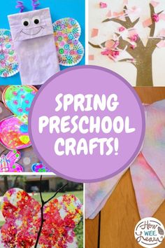 spring preschool crafts and activities for kids to do with paper plates, tissue bags, and construction paper