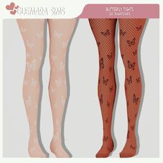 three pairs of patterned tights with butterflies on them