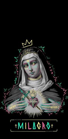 a black background with an image of a woman wearing a crown and holding a heart