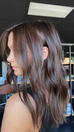 Shiny Medium Brown Hair, 2023 Hair Inspo Color, Dark Brown Hair With Subtle Face Framing Highlights, Muted Neutral Brown Hair, Fresh Brown Hair Color, Brunette Hair With Pale Skin, Hair Color Ideas For Mousy Brown Hair, Glazed Donut Brunette Hair, Ideas For Brunettes