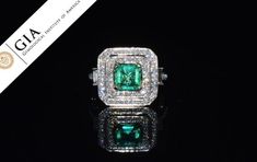 Emerald Diamond Ring - Colombian Emerald - GIA Top Quality Natural 6cts Emerald VS G Diamond 18K Sol Luxury Gia Certified Emerald Diamond Ring, Gia Certified Luxury Emerald Ring, Luxury Gia Certified Round Emerald Ring, Luxury Green Diamond Ring With Vs Clarity, Luxury Round Emerald Ring With Vs Clarity, Emerald Cocktail, Diamond Symbol, Emerald Diamond Ring, Dome Ring