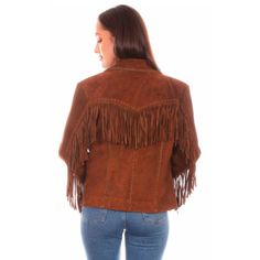 Women's Brown Suede Fringe Jacket By Scully L1080-125 This vintage inspired suede fringe jacket will bring out the cowgirl in you! It features a snap front closure front and back yokes with a contrast pick stitch running along the perimeter of the yokes. Detailed lacing on seams collar lapels and down the front. The sleeves have fringe and a contrast pick stitch. Color: Cafe Brown Snap closure Dry clean only Imported Bling Jacket, Boys Cowboy Boots, Girl Cowboy Boots, Lucchese Boots, Pick Stitch, Twisted X Boots, Suede Fringe Jacket, Slack Pants, Grey Long Sleeve Shirt