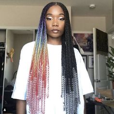 Melanin Hairstyles, Colorful Braids, Ombre Box Braids, Triangle Braids, Braid Accessories, Blonde Box Braids, Pretty Braids, Bold Hair Color