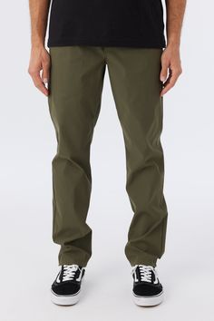 A modern, lightweight pant that's designed with stretch fabrication, O'Neill hyperdry DWR technology and a comfort elastic waistband. O'Neill Men's Pant 32" Inseam 15" Leg opening Modern, straight leg fit Stretch fabrication O'Neill hyperdry DWR technology E-waist with tunnel drawcord Secure zip pocket with phone sleeve Back welt pockets 95% Nylon, 5% Elastane Functional Green Pants With 4-way Stretch, Outdoor Pants With Elastic Waistband And 4-way Stretch, Green Pants With 4-way Stretch And Pockets, Green Pants With Pockets And 4-way Stretch, Green 4-way Stretch Pants With Pockets, Outdoor Pants With Comfort Waistband And 4-way Stretch, Green 4-way Stretch Casual Pants, Casual Green 4-way Stretch Pants, Solid Pants With Elastic Waistband