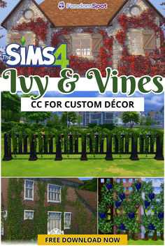 the front and back cover of sims 4 fly & vines cc for custom decor