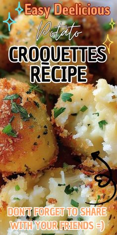 the cover of easy delicious potato croquettes recipe