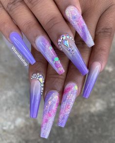 Trendy Gel X Nails, Mermaid Nails Coffin, Exotic Nails Acrylic, Nails Acrylic Purple, Nail Art Designs Short, Short Nails Ideas, Stilleto Nails Designs, Art Pretty