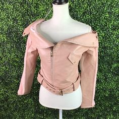 Boutique Fav! Last Two Available And Will Not Be Restocked! Grab Before It’s Gone! Faux Pink Fur On The Side Of The Arms Detail F Ben Clear Couture Jackets, Pink Fur, Motorcycle Style, Off Shoulder, Faux Leather, Jackets & Coats, Jackets For Women, Couture