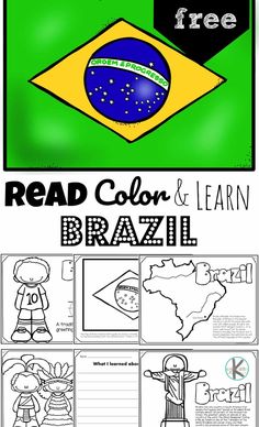 an image of the flag of brazil with text that reads read color and learn brazilian