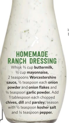 a bottle of ranch dressing is shown with instructions