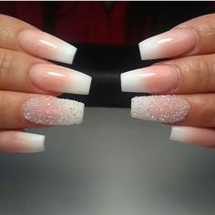 Perfect French fade minus the sugar on the ring fingers. Nails Nail Art Halloween, Purple Nail Polish, Nail Art Designs Summer, Pink Nail Polish, Nail Art Rhinestones, Crystal Nails, Christmas Nail Designs, Elegant Nails, Prom Nails