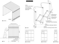 the diagram shows how to build a folding chair with wheels and legs, as well as instructions