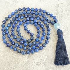 Lapis Lazuli Necklace Lapis Lazuli Mala Necklace Blue Bead | Etsy Blue Hand Knotted Jewelry For Gift, Blue Hand-knotted Jewelry For Gift, Blue Hand Knotted Round Bead Necklaces, Blue Hand-knotted Round Bead Necklaces, Blue Bohemian Hand Knotted Necklaces, Blue Hand-knotted Necklaces, Blue Bohemian Hand-knotted Necklaces, Blue Adjustable Necklace With 8mm Beads, Adjustable Blue Necklace With 8mm Beads